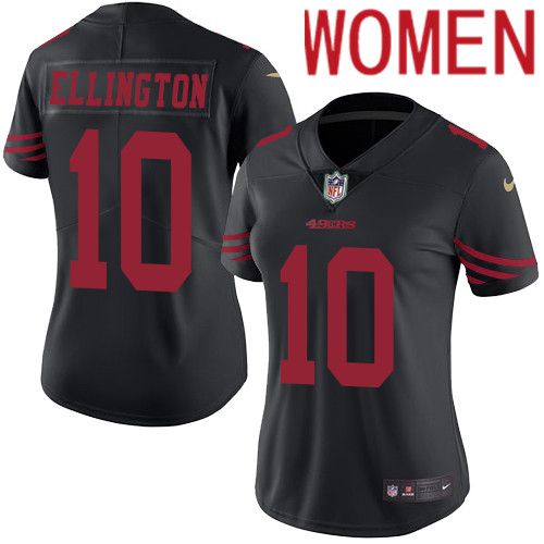 Cheap Women San Francisco 49ers 10 Bruce Ellington Nike Black Vapor Limited Rush NFL Jersey